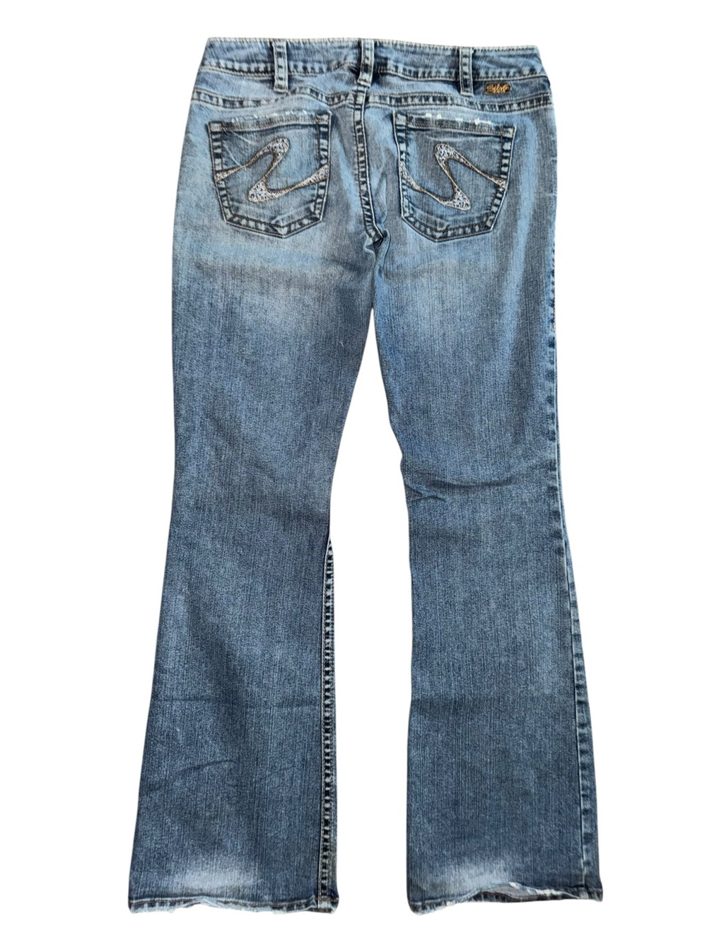 Silver Jeans Tuesday Bootcut Flare Distressed Medium Wash Women’s 34x32.5 Denim